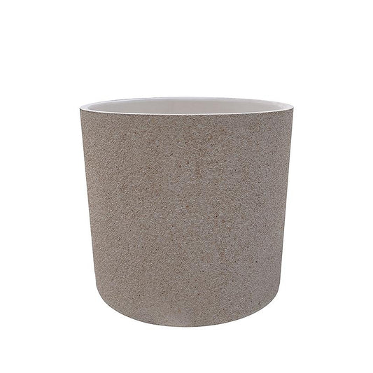 Vaso redondo Euclid texturizado branco Tuozi