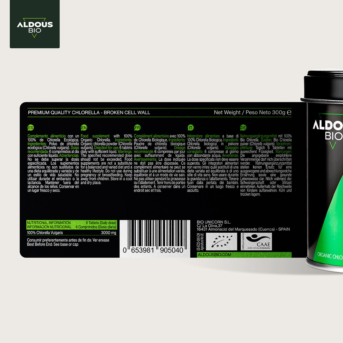 Chlorella Orgânica Premium, Aldous Bio, 600 comprimidos
