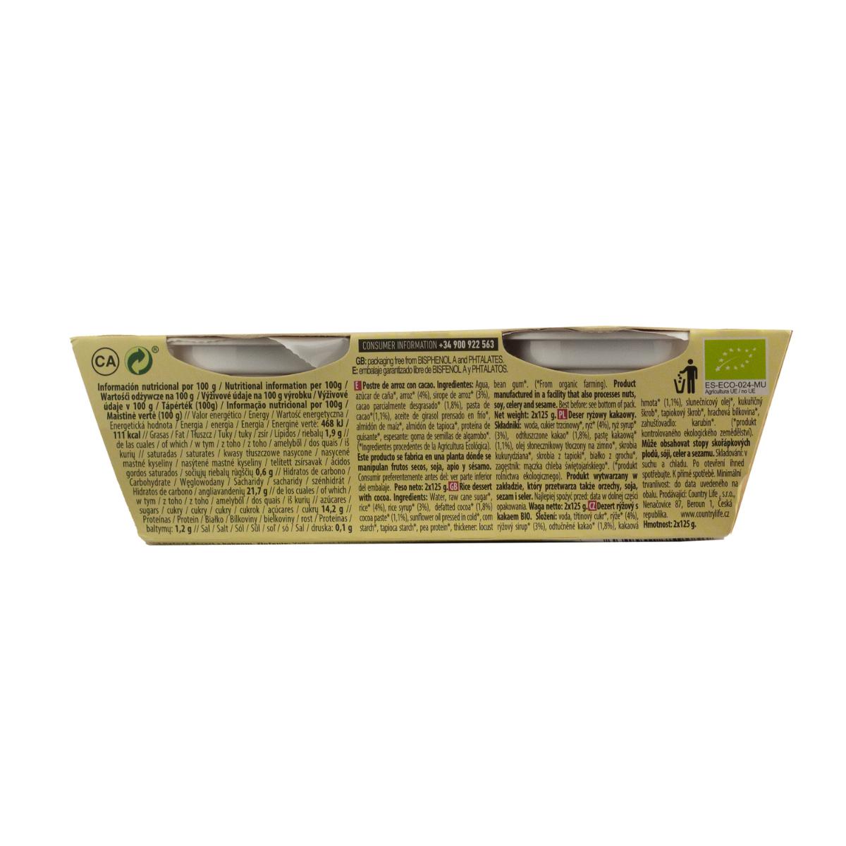 Sobremesa NaturGreen Arroz Cacau, 2 X 125 g