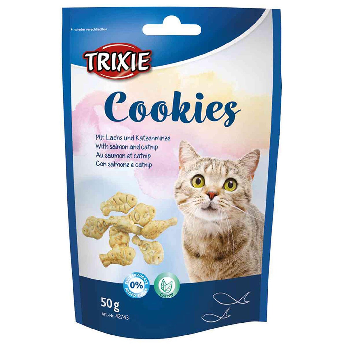 Salmão Trixie e Catnip Cookie Snacks, 50 g