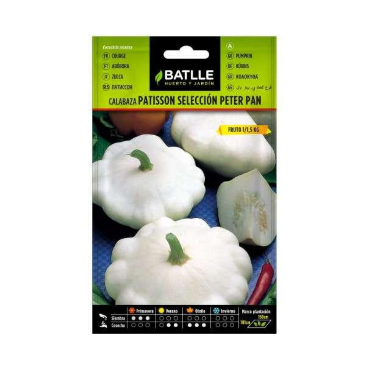 Sementes de abóbora Pâtisson brancas Peter Pan Batlle