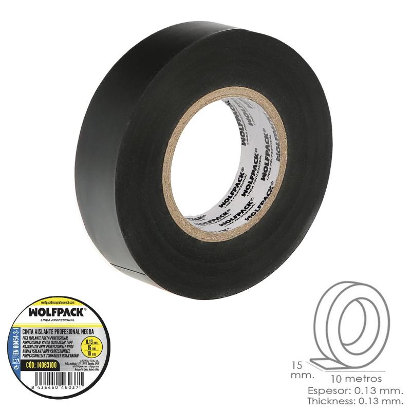 Cinta Aislante Profesional Negra Espesor 0.13 Mm. Ancho 15 Mm. Rollo 10 Metros Cinta Electricista, Cinta Aislante Cables_0