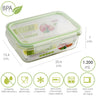 Recipiente Hermetico Cristal Rectangular 1200 Ml. 20.4 X 15.4 X 7 (alt) Cm.