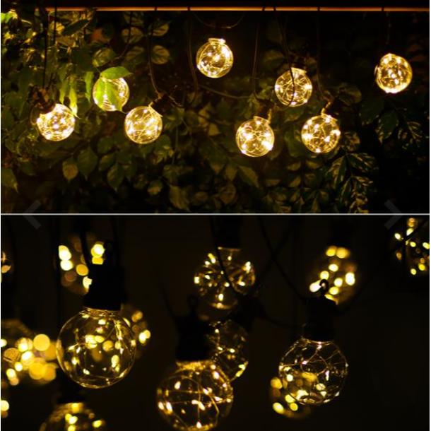 Grinalda LED 10 lâmpadas transparentes branco quente 8M para interiores e exteriores