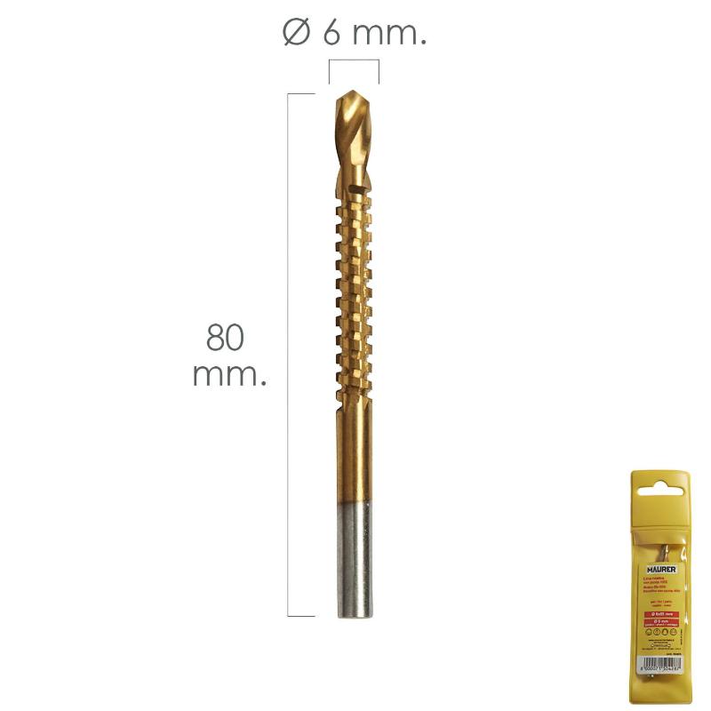 Fresa Rotativa Para Metales Hss Ø 6 X 80 Mm. Para Taladro / Fresadora_0