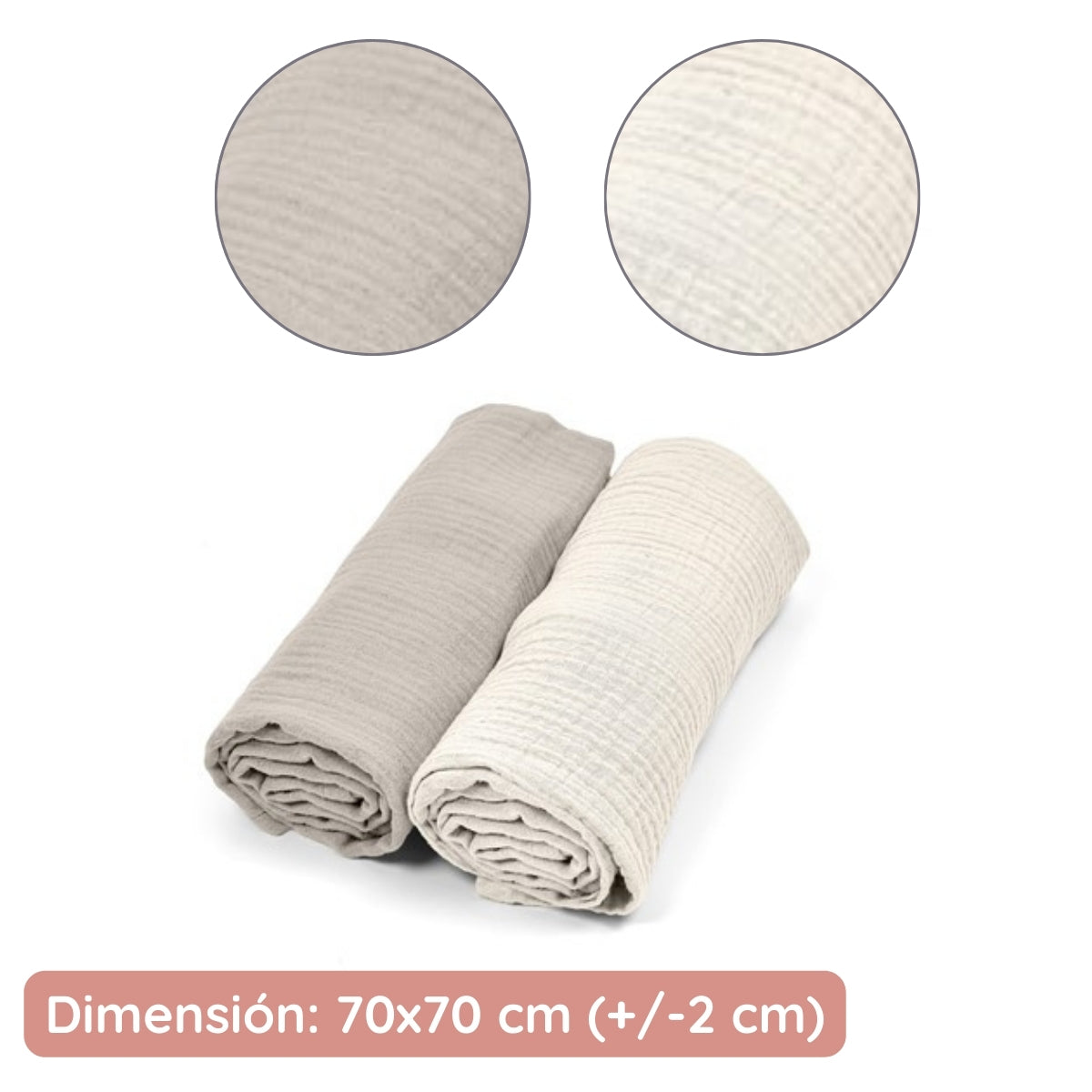 Cotton Color Pack 2 Muselinas De Algodón 70x70 Para Bebé Cotton Color_3