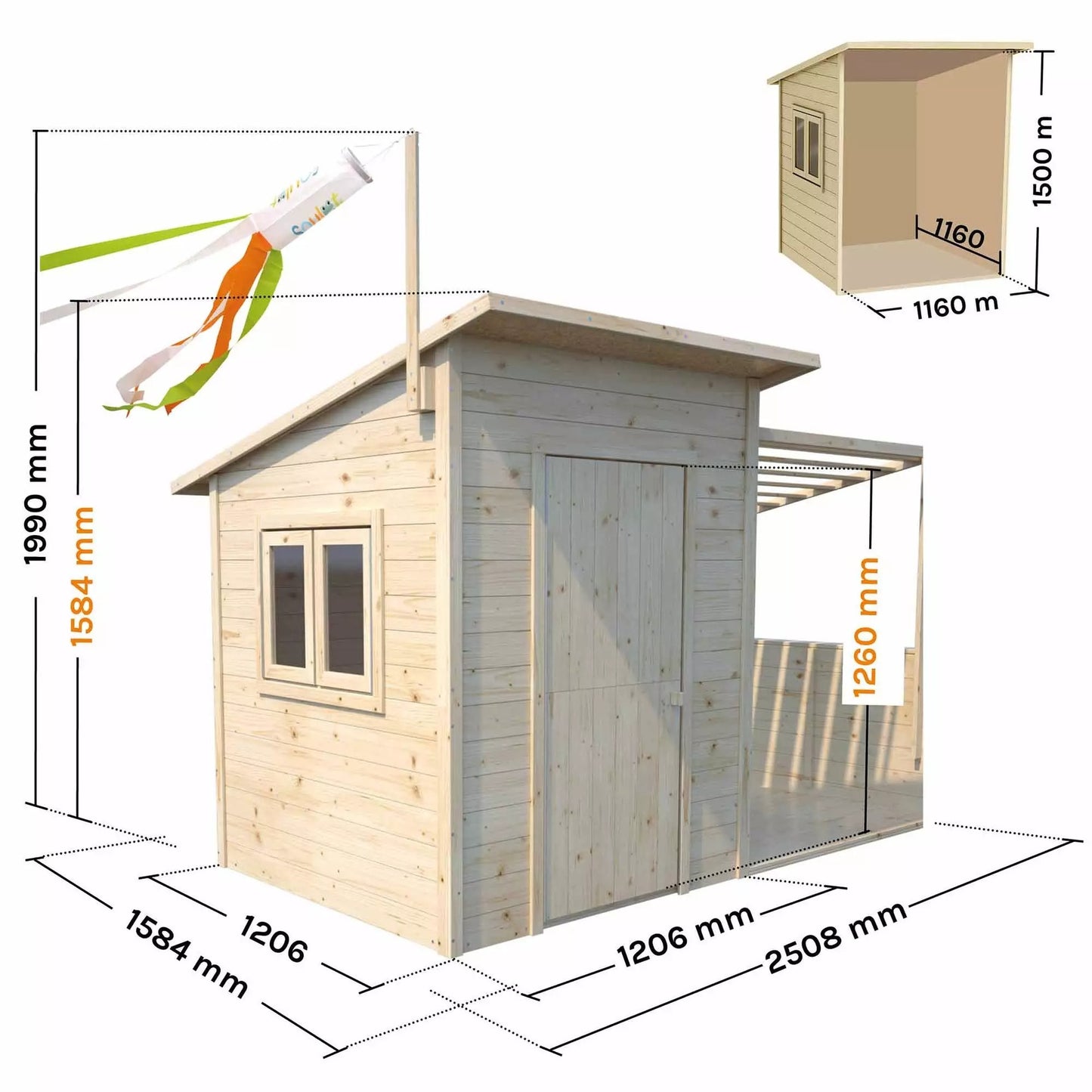 Casa de brincar infantil em madeira com pérgula em Santa Barbara Soulet