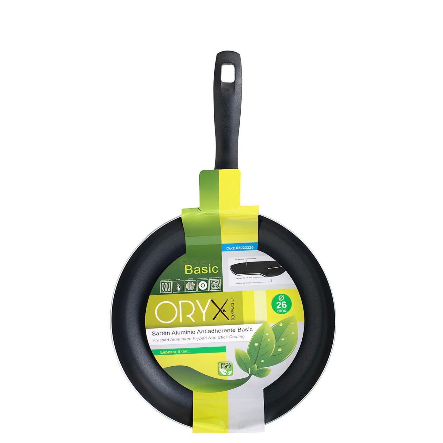 Oryx Sartén Aluminio Antiadherente Basic, Alta Resistencia, Apta Inducción, Libre Pfoa, Diámetro 26 Cm, Espesor 3 Mm.