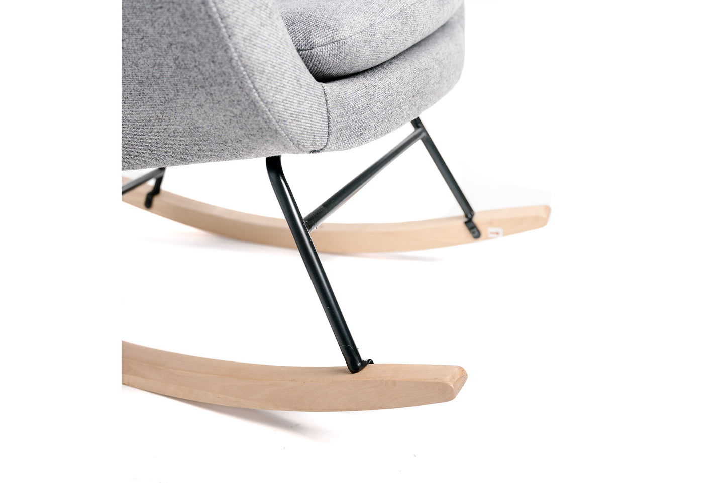 Mecedora, Sillón Mecedora En Tela Gris Con Pata De Madera 73x69x75cm- Muebles De Salón_4