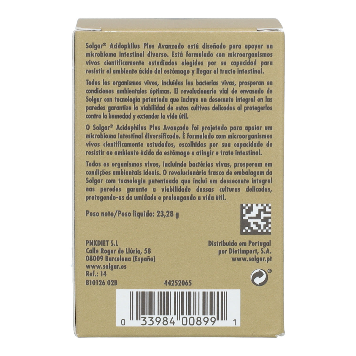 Embalagem de 2 cápsulas vegetais Solgar Advanced Acidophilus Plus 60