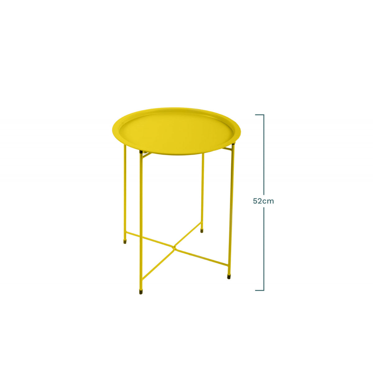 Mesa Auxiliar Plegable, Mesa De Centro De Jardín De Acero Amarillo Gris 46x52cm- Muebles De Jardín_3