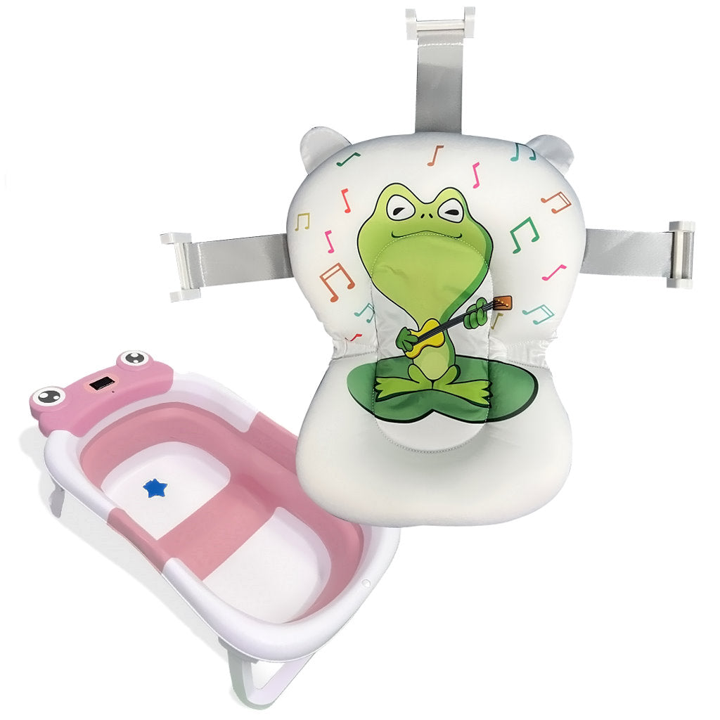 Bathby Bañera Plegable Para Bebés Recién Nacidos, Cojín Rana, Termómetro, Patas Antideslizantes (rosa Rana)