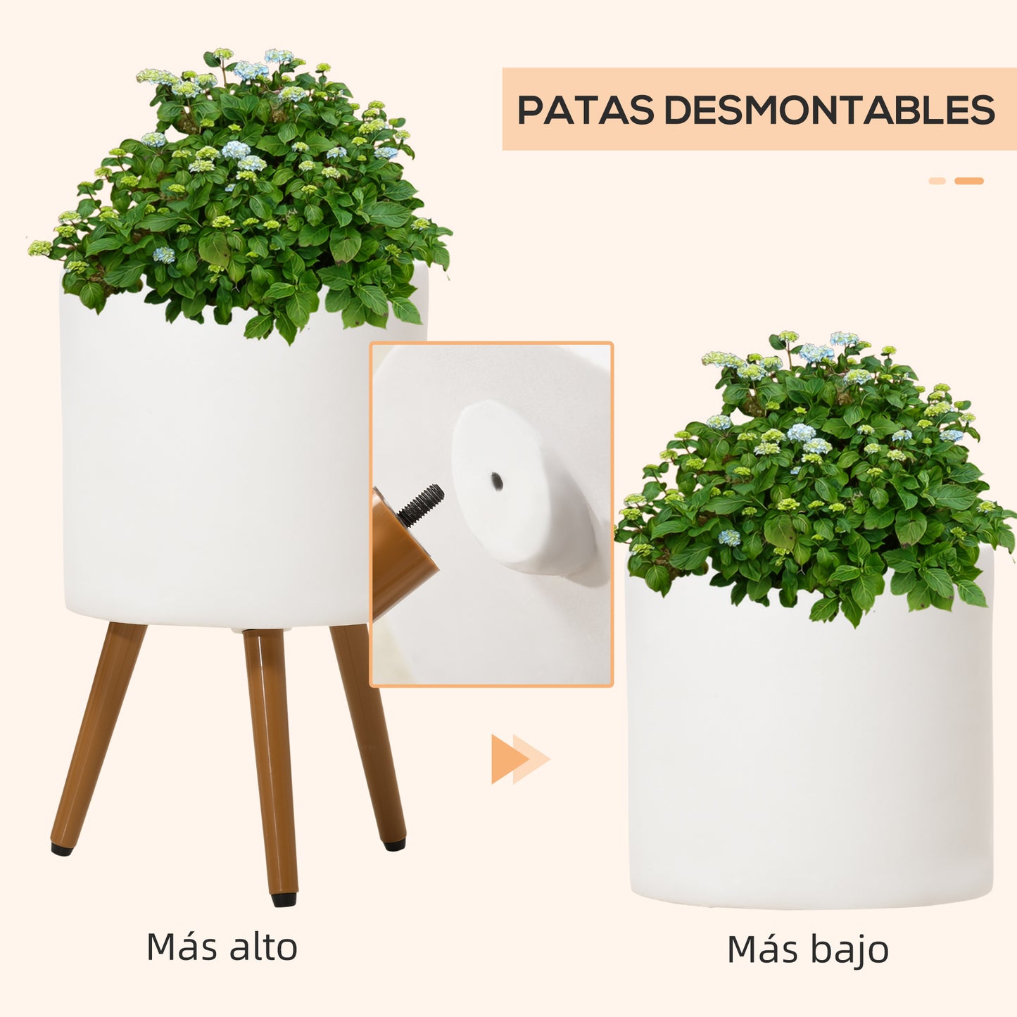 Outsunny Conjunto De 2 Macetas Para Plantas Magnesia Ø31x55 Cm Ø26x47 Cm Blanco_5