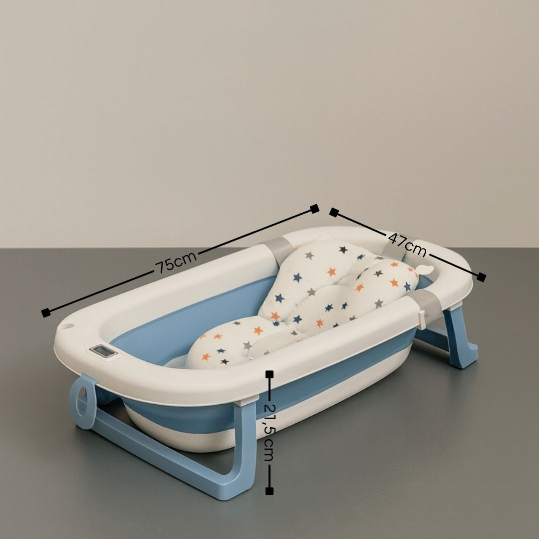 Bathby Bañera Plegable Azul Para Bebés, Cojín Reductor, Termómetro, Patas Antideslizantes (azul Pastel)_5