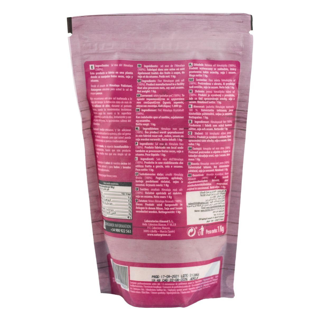 Sal rosa fino dos Himalaias Naturgreen 1kg