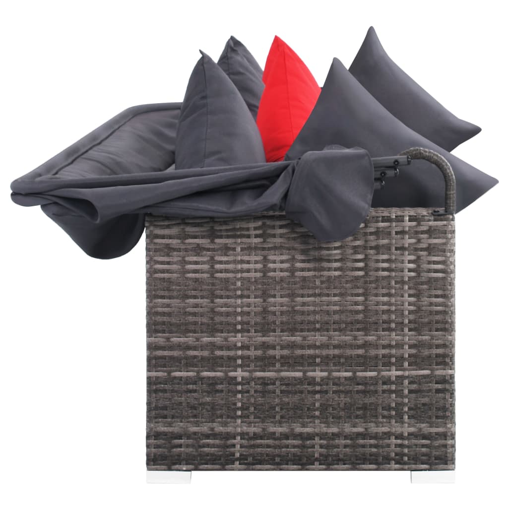 Vidaxl Set De Sofás De Jardín 7 Piezas Y Cojines Ratán Sintético Gris_5