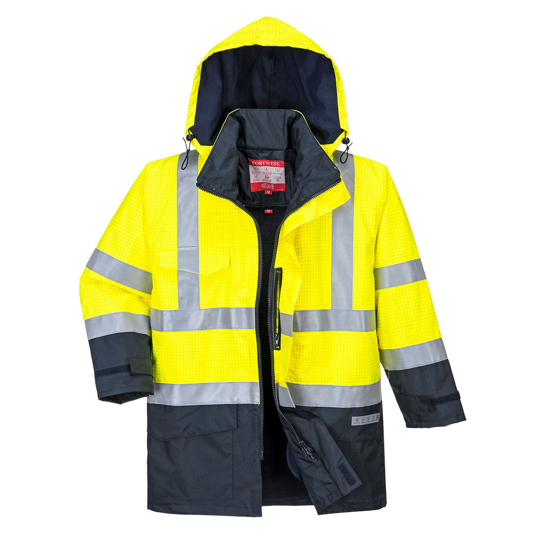Chaqueta De Alta Visibilidad Multi-protección Bizflame Rain / M / Amarillo-marino_1
