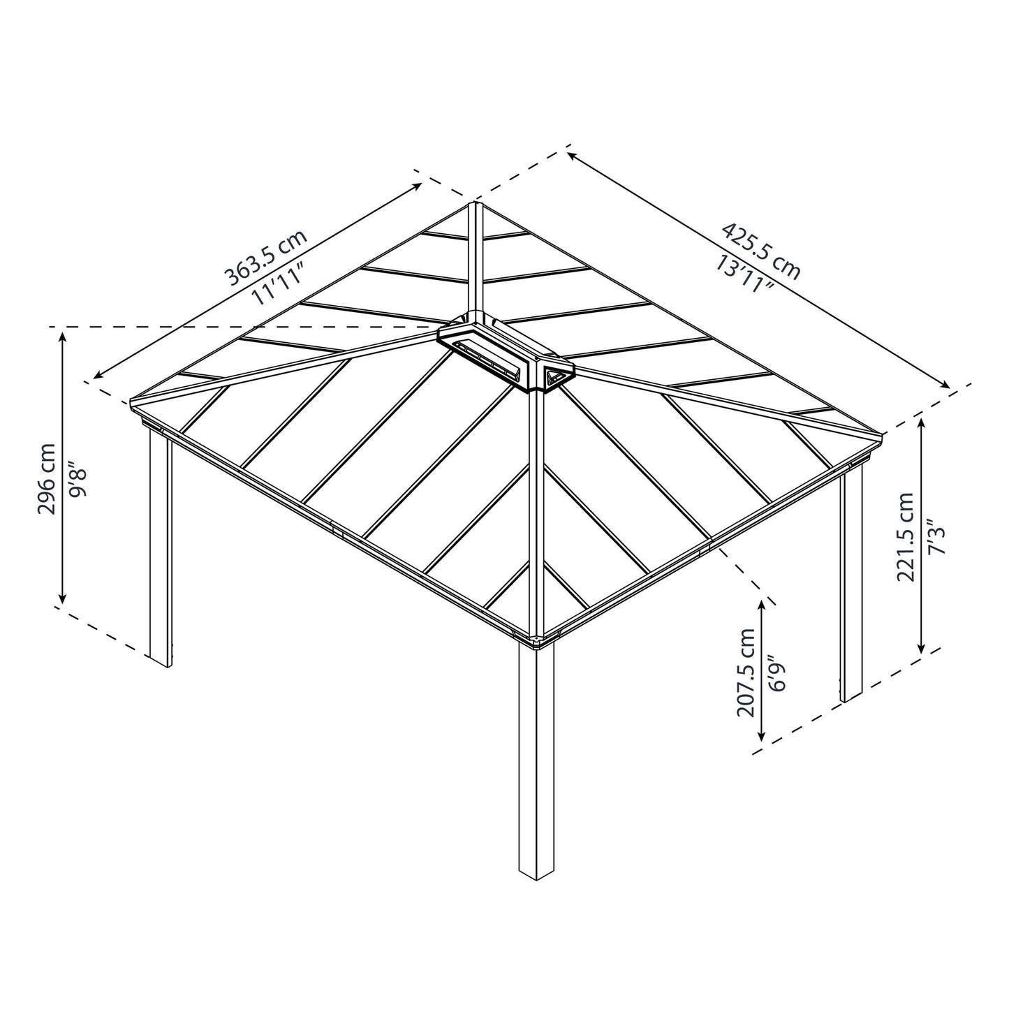 Gazebo sombreado Dallas 360x422 cm