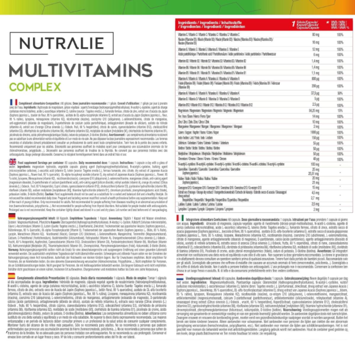 Nutralie Complexo Multivitamínico com 29 princípios ativos 60 cápsulas