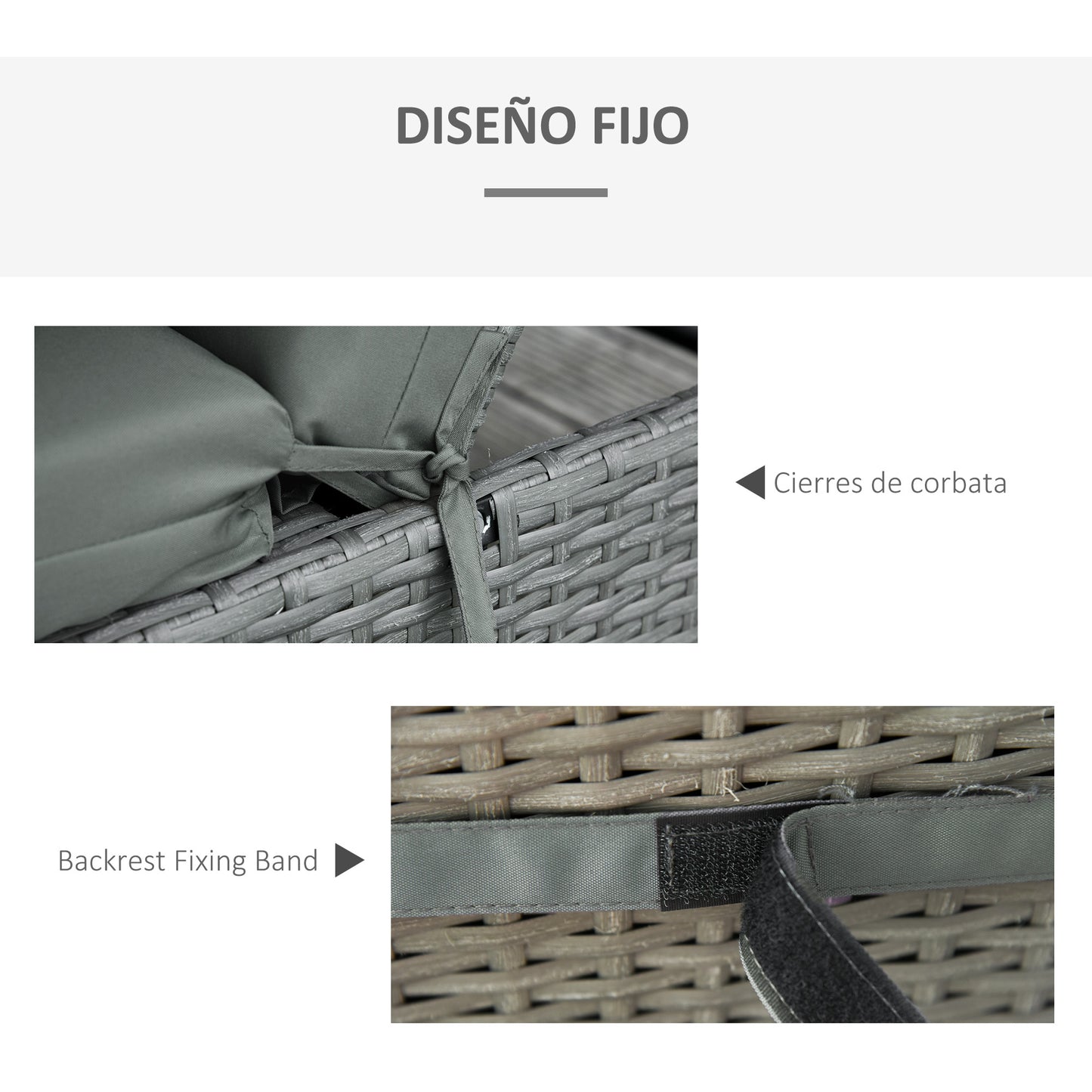 Outsunny Pack 2 Cojines Para Tumbona 196x55x8 Cm Colchonetas Para Tumbona Gris_5