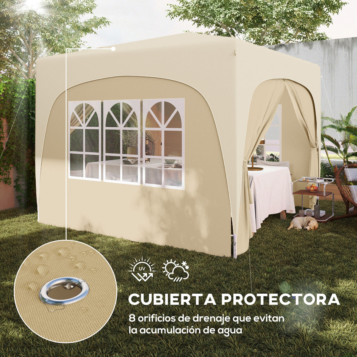 Carpa Plegable Outsunny Metal, Tela Oxford Arena 300x300x273 Cm_5