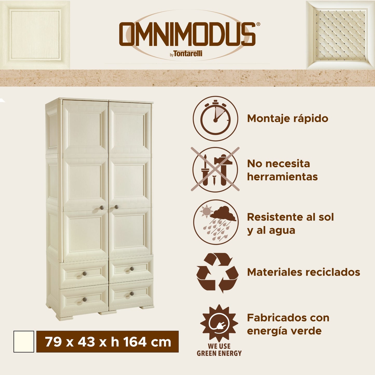 Armario Alto De 4 Cajones Y 6 Estantes Acabado Madera Gris_1