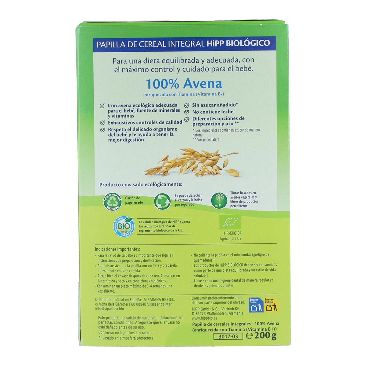 Embalagem x 2 Papas de Aveia 100% Biológica 200 g