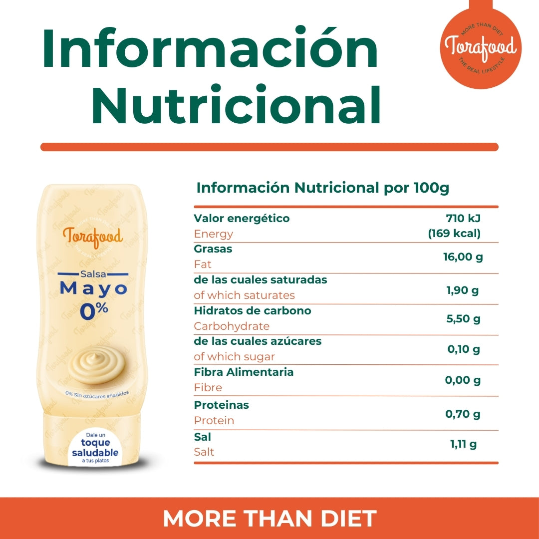 Salsa Zero Mayo 0 % Azucares Añadidos 330ml Torafood_4