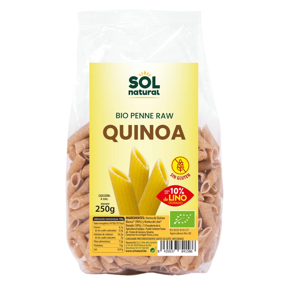 Noodles de quinoa biológica sem glúten com linhaça Sol Natural 250 g