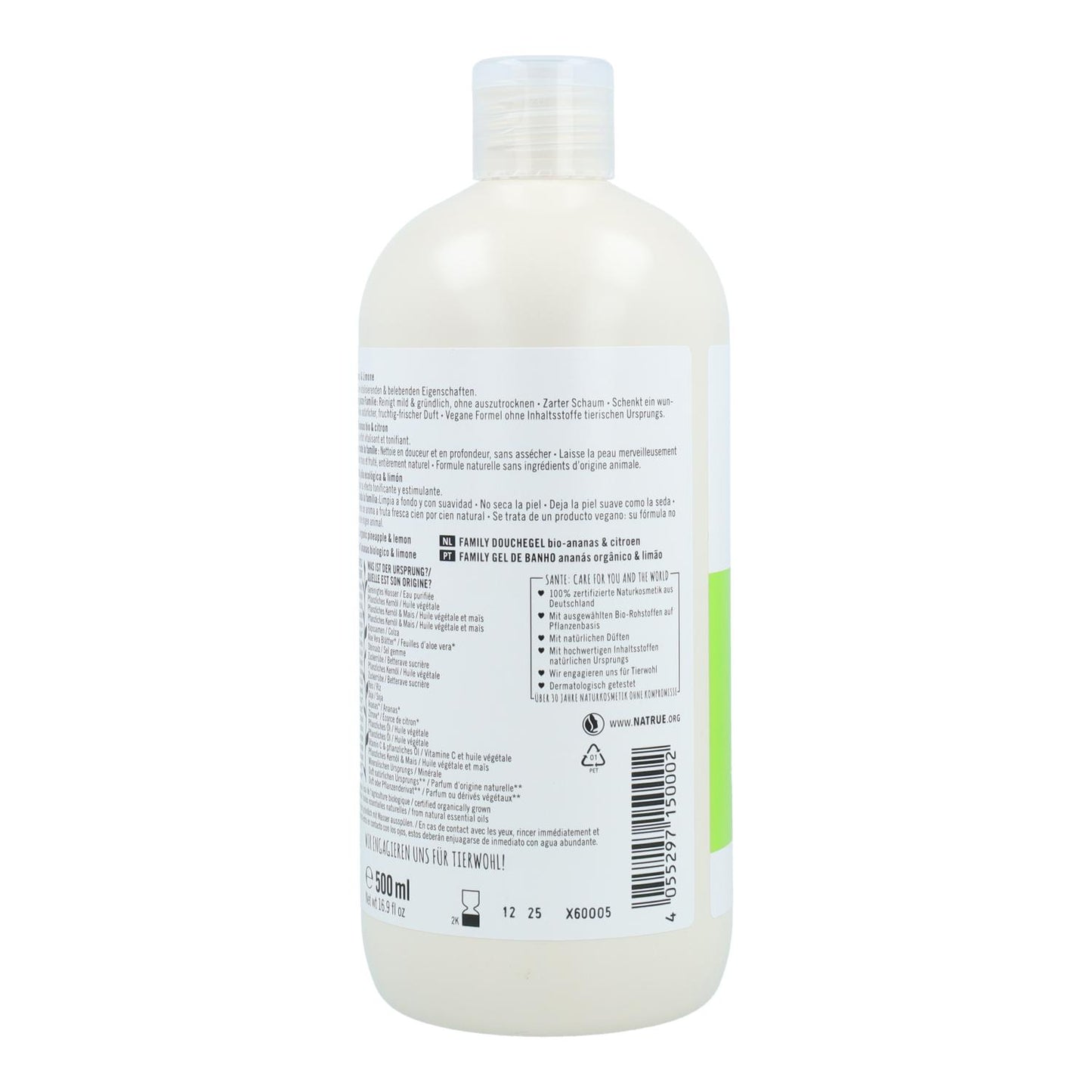 Gel de banho biológico de limão e ananás Sante 500 ml