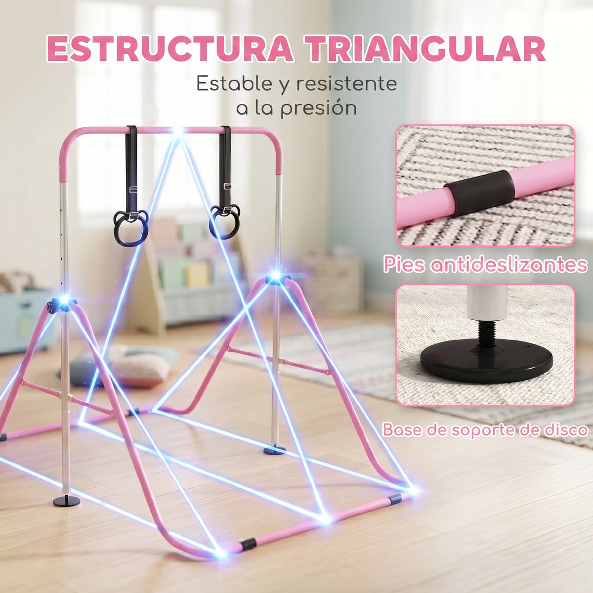 Barra De Gimnasia Homcom Acero Rosa 148x105x128 Cm 340-016v00pk_5