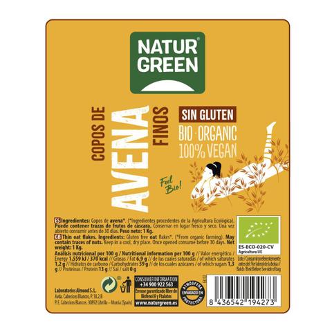 Flocos de Aveia Fina Biológica NaturGreen Sem Glúten, 1 Kg