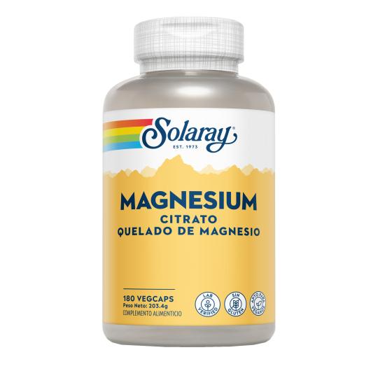 Embalagem de 2 cápsulas de Citrato de Magnésio Solaray 180