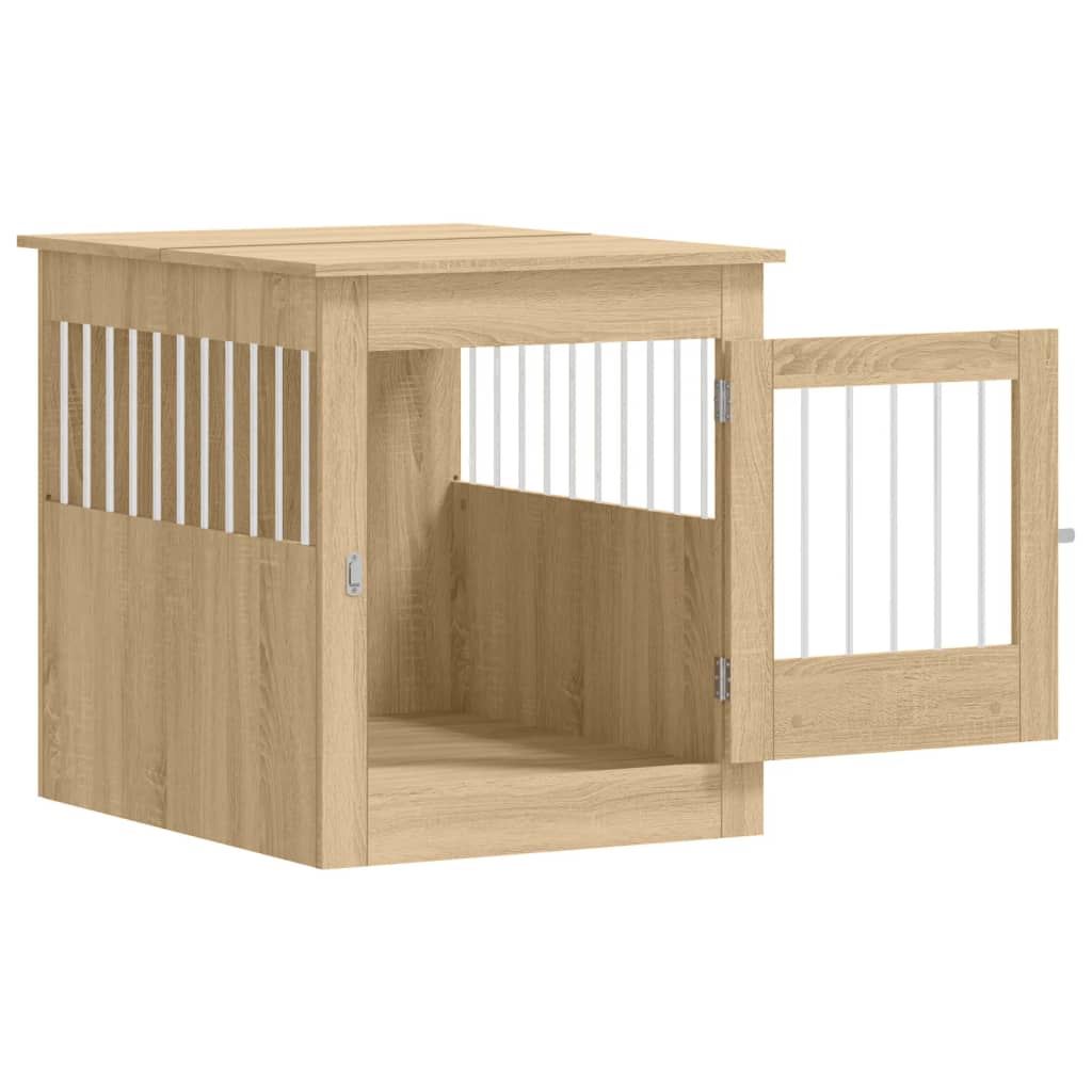 Jaula Para Perros Madera Ingeniería Roble Sonoma 64,5x80x71 Cm_5