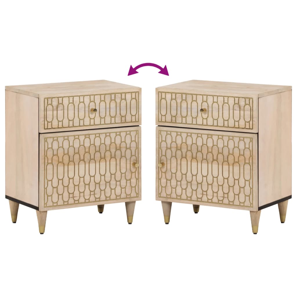 Mesita De Noche Madera Maciza De Mango 50x33x60 Cm_4