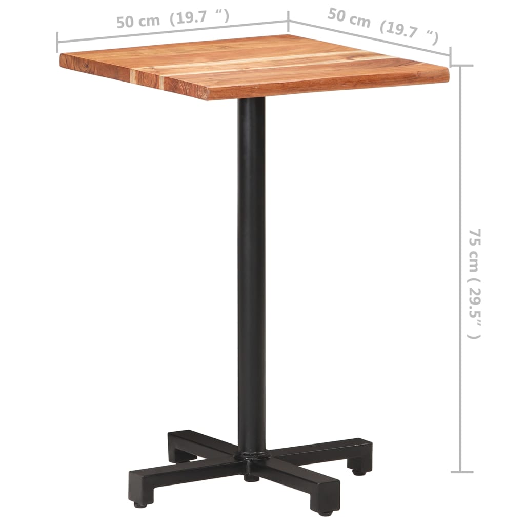 Mesa De Bistró Borde Natural Madera Maciza Acacia 50x50x75 Cm_4