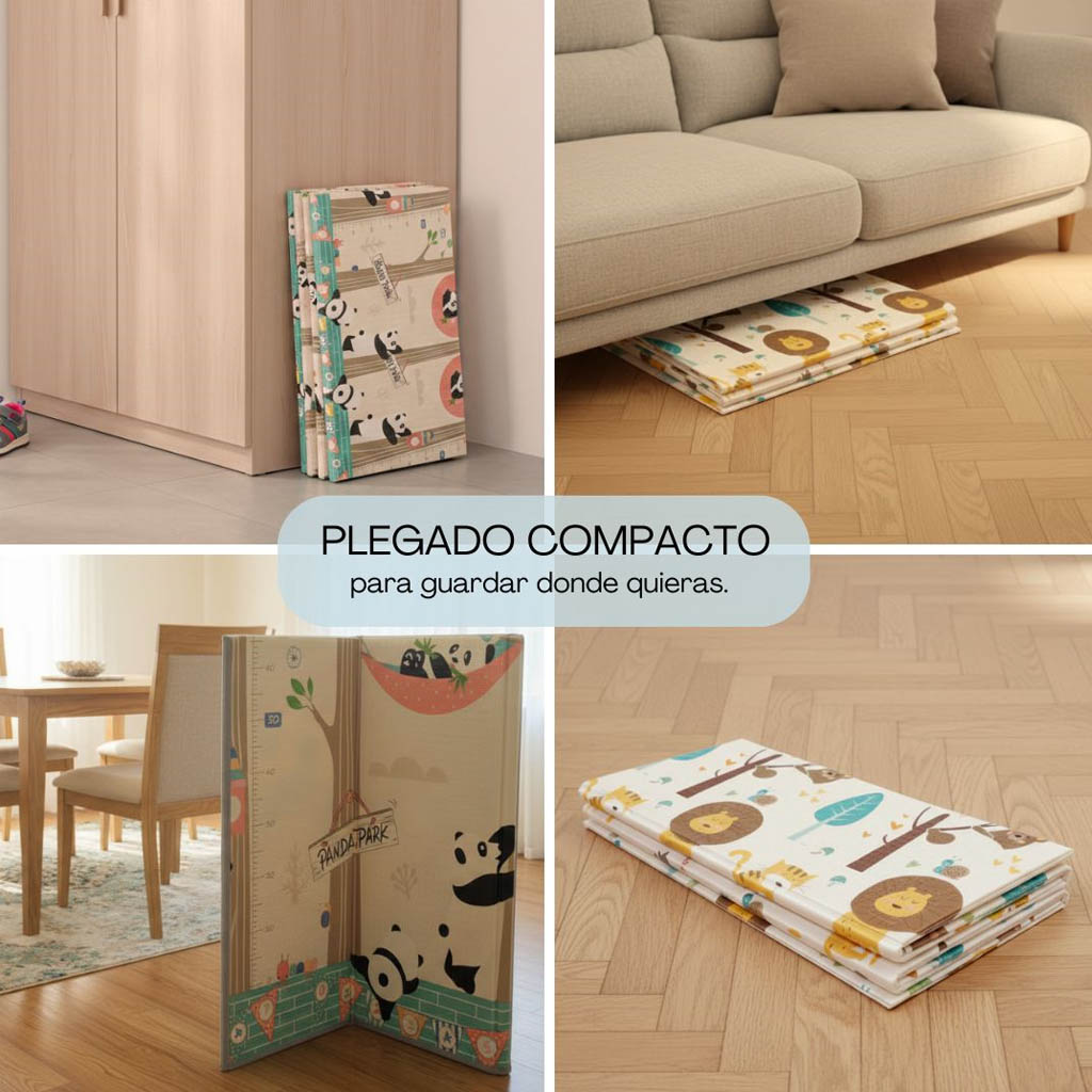 Bathby | Alfombra Plegable Para Bebé 200 × 180 Cm, Reversible Pandas/bosque_5