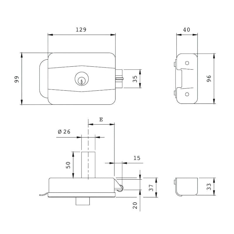 Cerradura Iseo 500-60 Mm. Eléctrica Cilindro