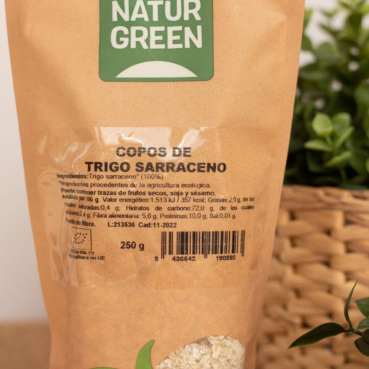 Flocos de trigo sarraceno BIO sem glúten Naturgreen, 250 g
