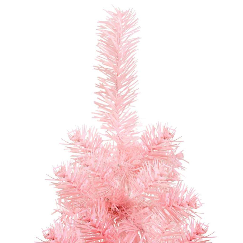 Vidaxl Medio Árbol De Navidad Artificial Con Soporte Rosa 150 Cm_5
