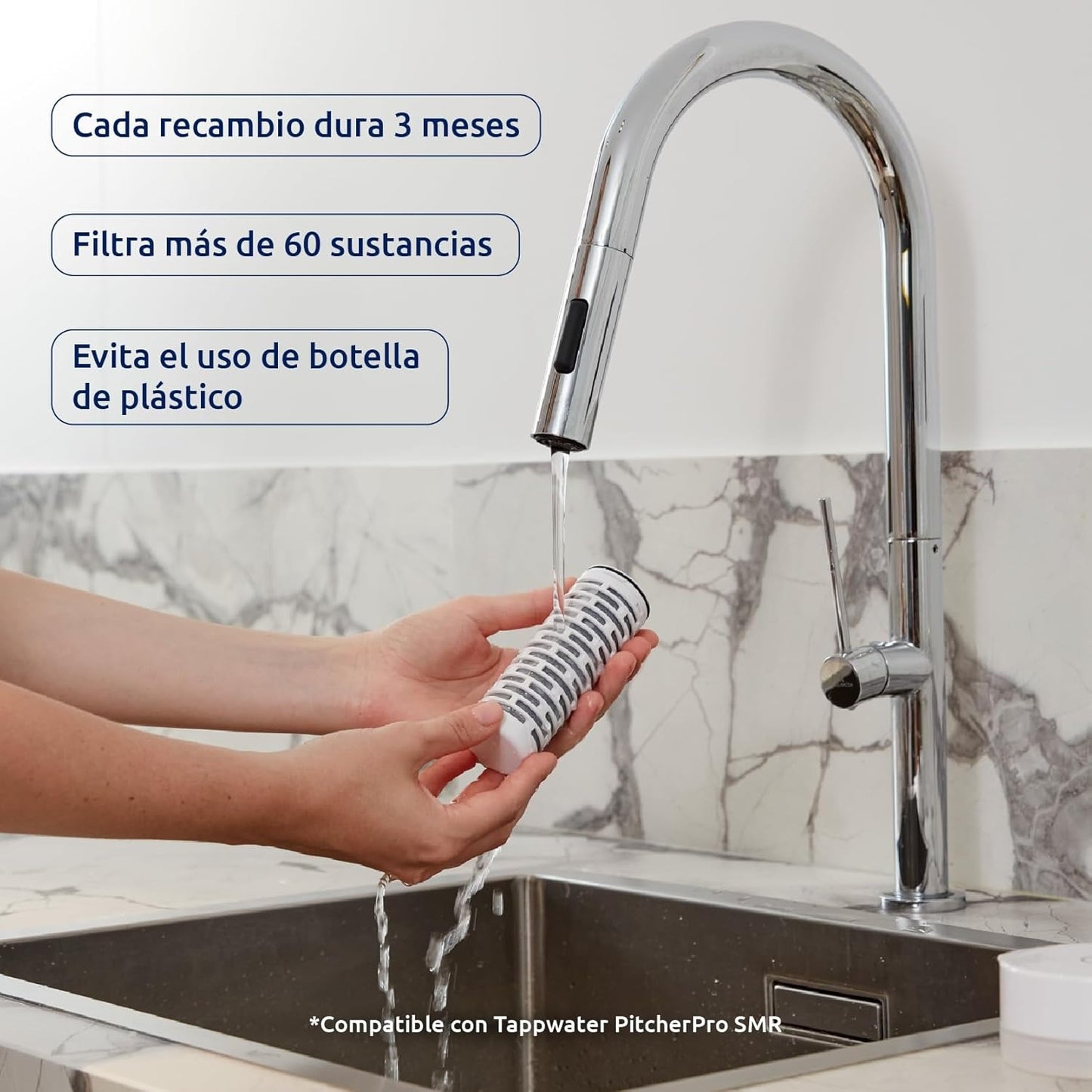 Jarro de vidro com filtro para água da torneira PitcherPro SMR 1,45L