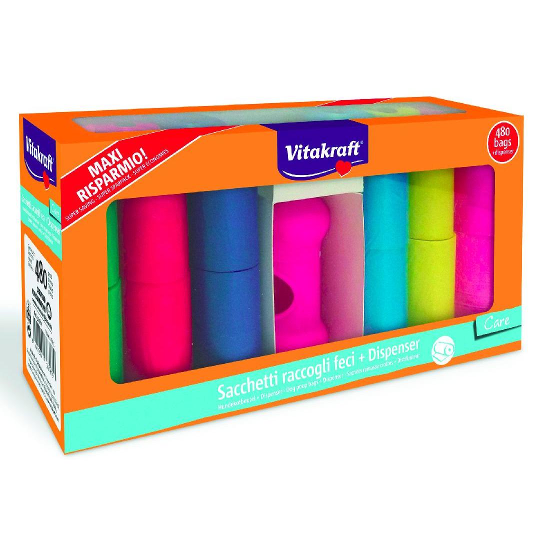 Vitakraft Pack sacos higiénicos para excrementos 480 sacos + dispensador