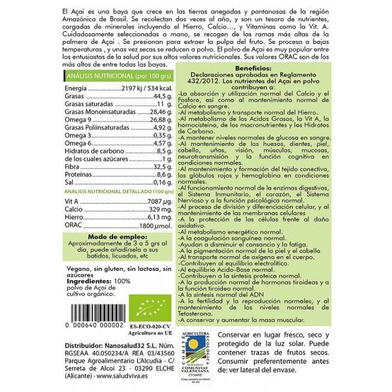 Açaí em pó ECO Salud Vida, 50 g