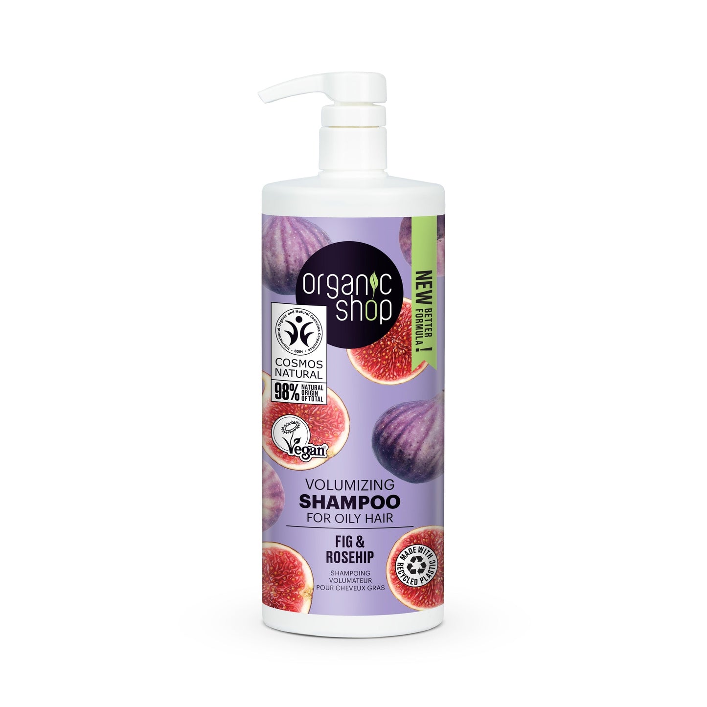 Champô Volume Figo e Rosa Mosqueta Organic Shop para Cabelo Oleoso 1000 ml