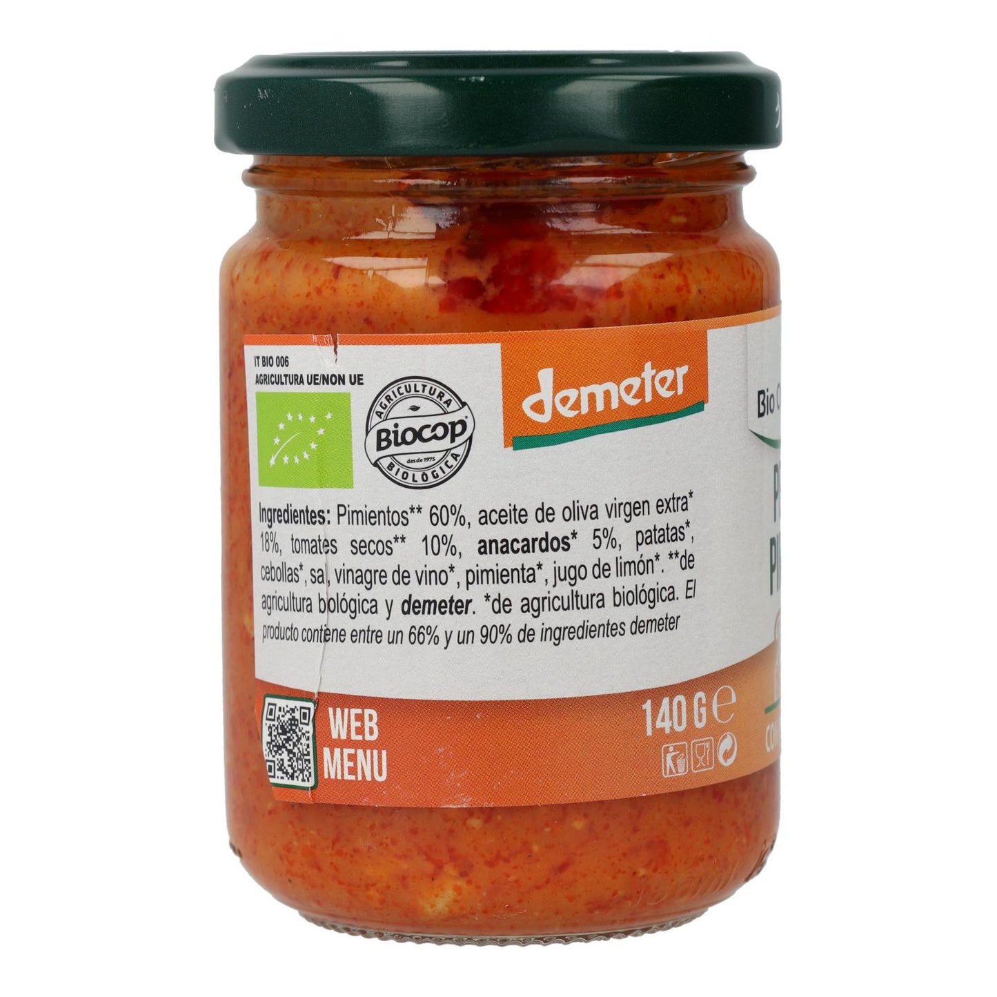 Pimento Vegan Pesto Bio Organica Italia 140 gr
