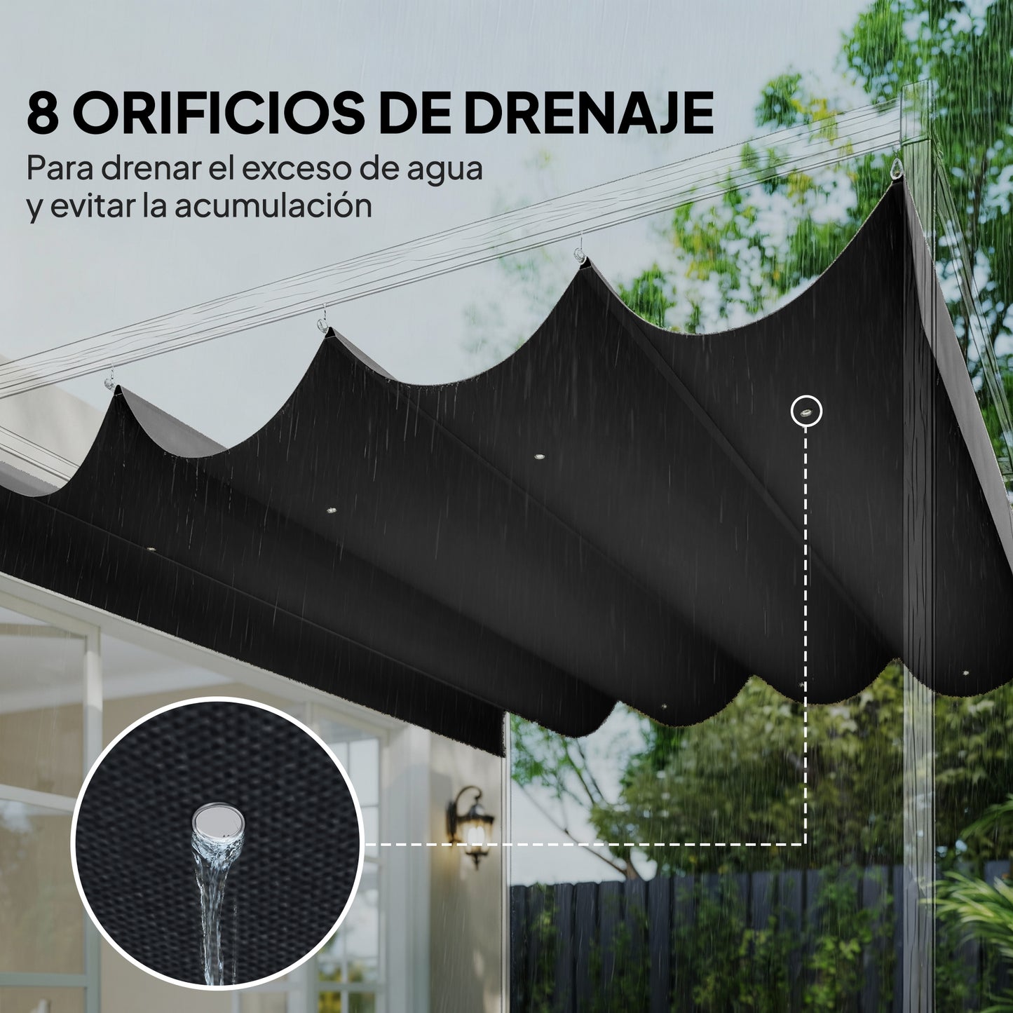 Outsunny Techo De Pérgola Retráctil 4x3,5 M Para Marco De Pérgola De 4x3 M_5