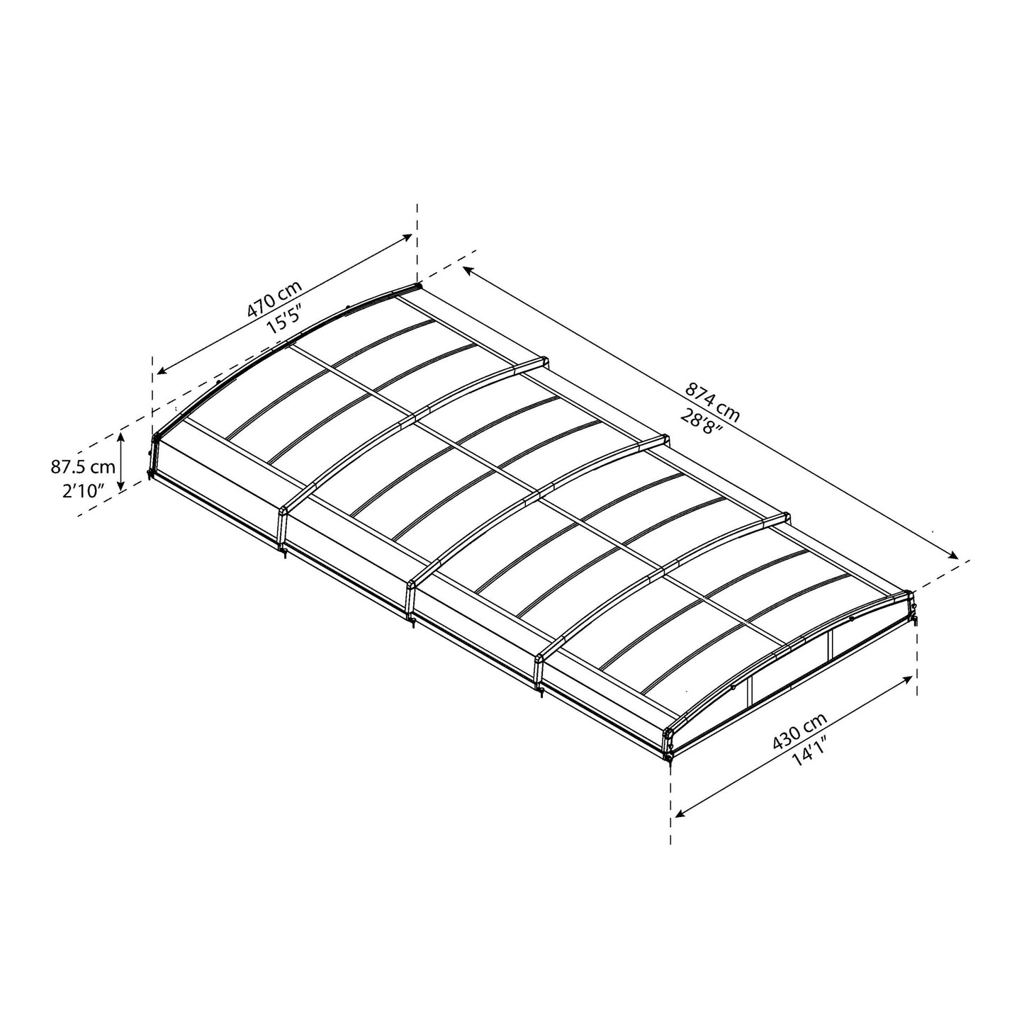Cobertura telescópica para piscinas Maiorca 874x470 cm