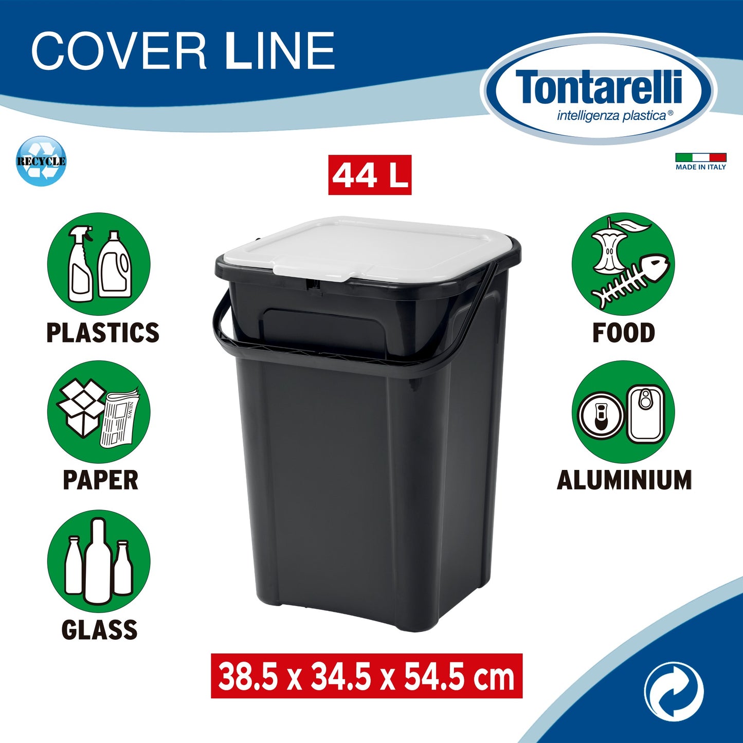 Cubo De Basura 44l cover Line Con Base Negra + Mango Blanco_1