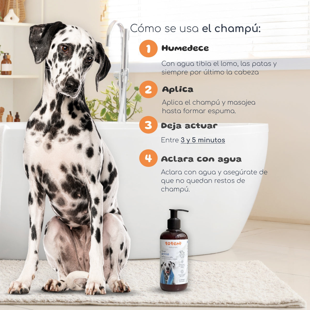 Champô Natural para Cães Totem Naturals 250ml para Suavidade e Brilho