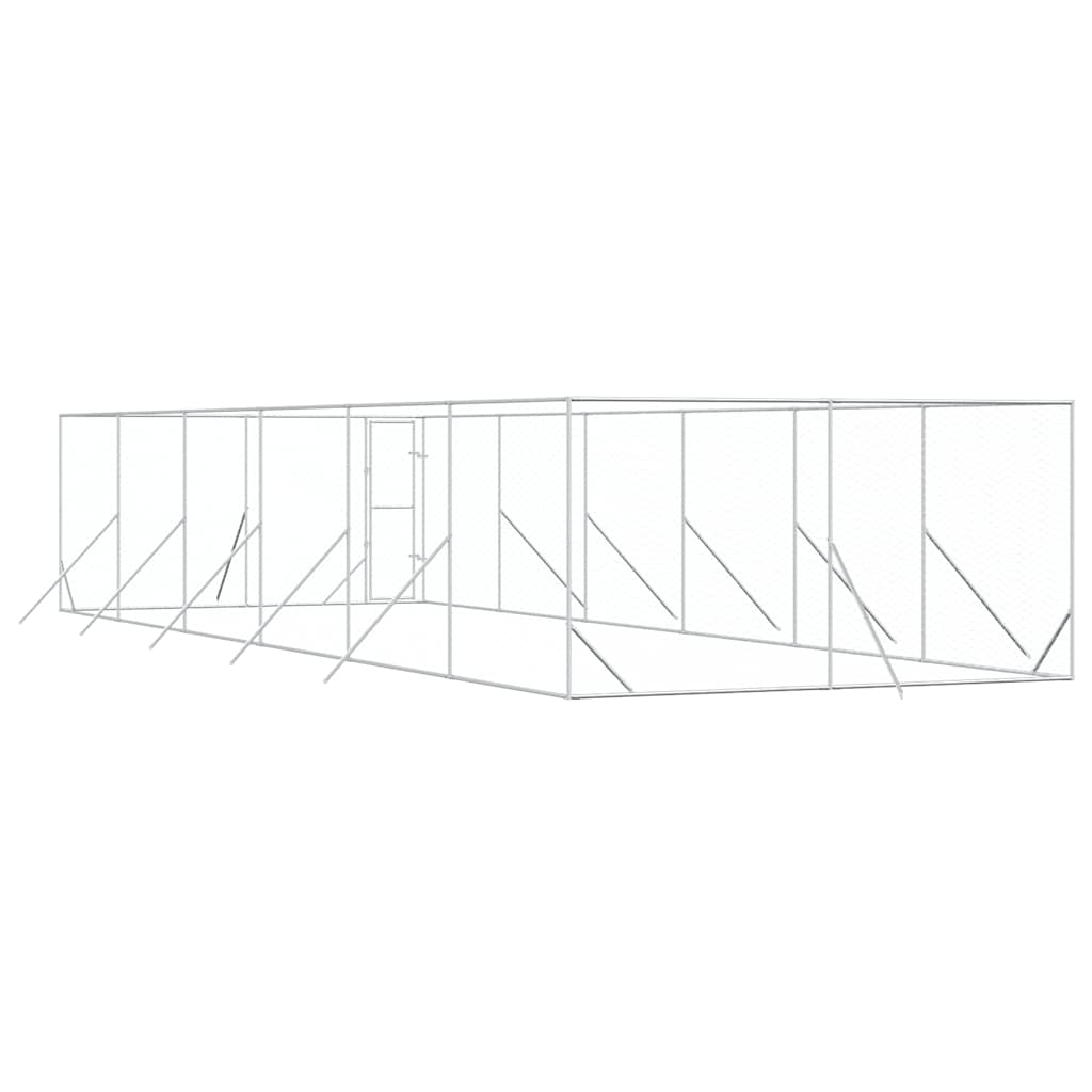 Perrera De Exterior Acero Galvanizado Plateado 4x12x2 M_5